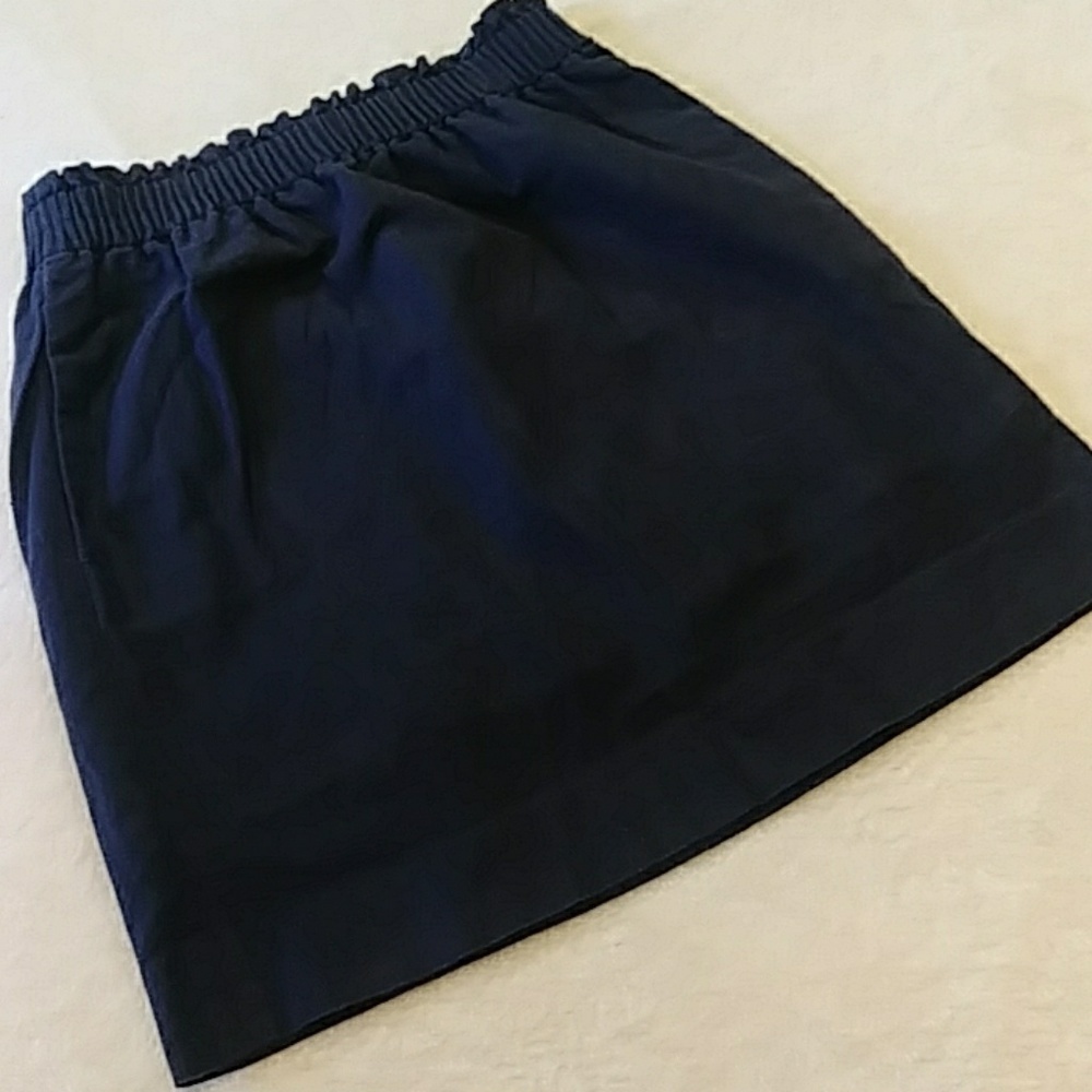 J. Crew Navy Blue Linen/Cotton Blend Paperbag Waist Mini Skirt